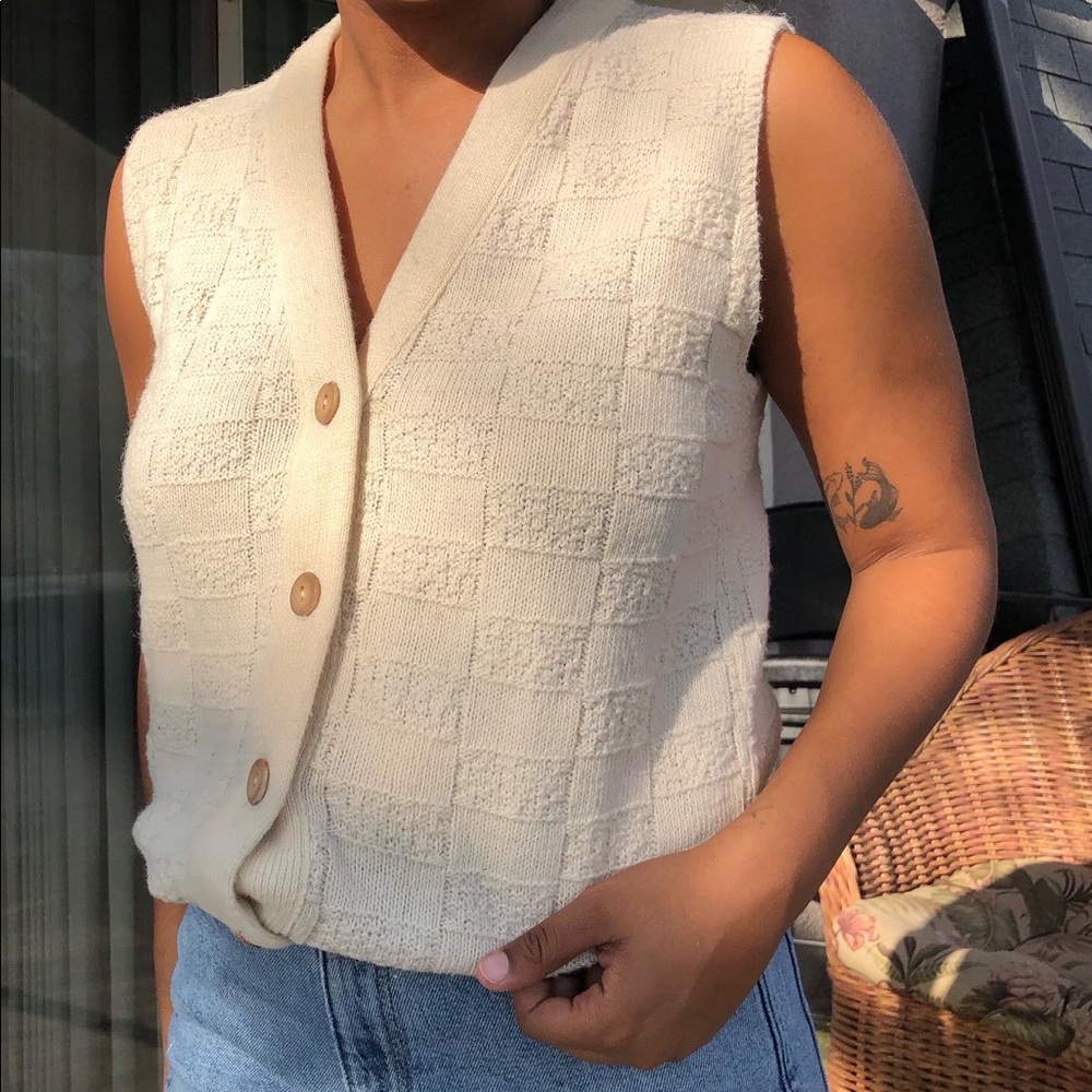 Vintage Patterned Knit Vest